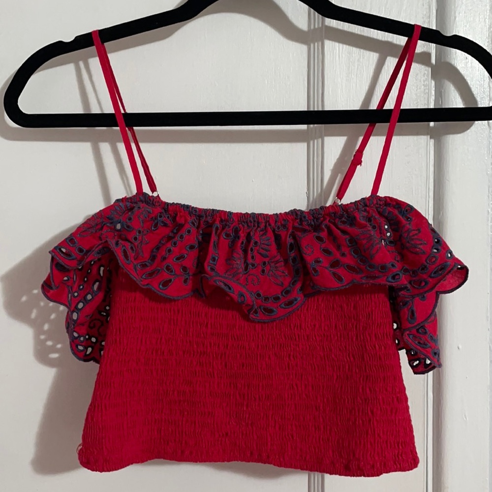 Off the Shoulder Ruffled Crop Top